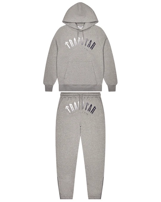 Grey / White Men\'s Trapstar Irongate Arch It’s A Secret Hooded Gel Tracksuits, Trapstar London | 0653MLXQO