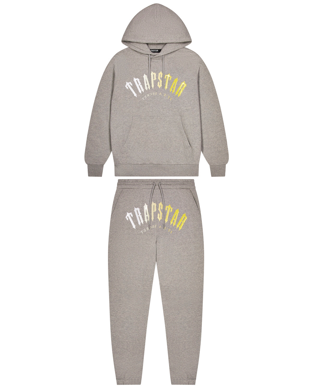 Grey / Yellow Men\'s Trapstar Decoded Hooded Gel Tracksuits, Trapstar London | 4680HVXJR