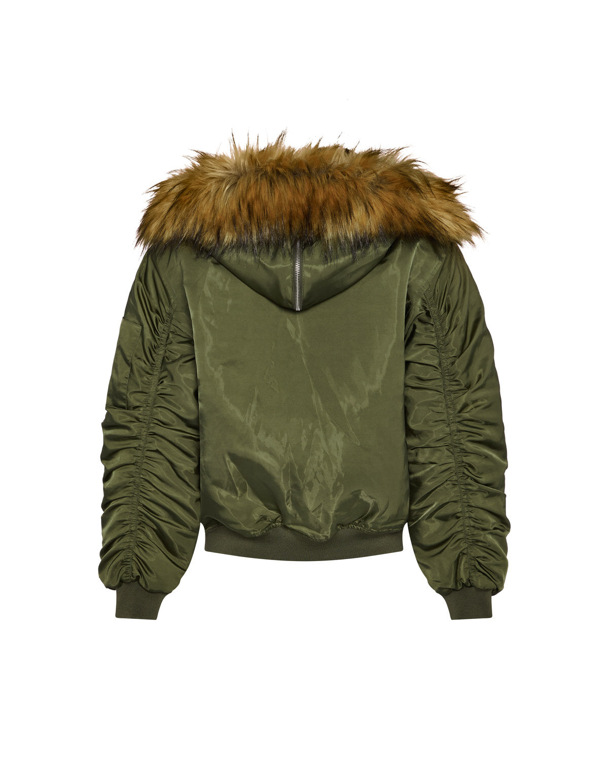 Khaki Women's Trapstar Script Fur Hood Bomber Jackets, Trapstar London | 6540NGAMC