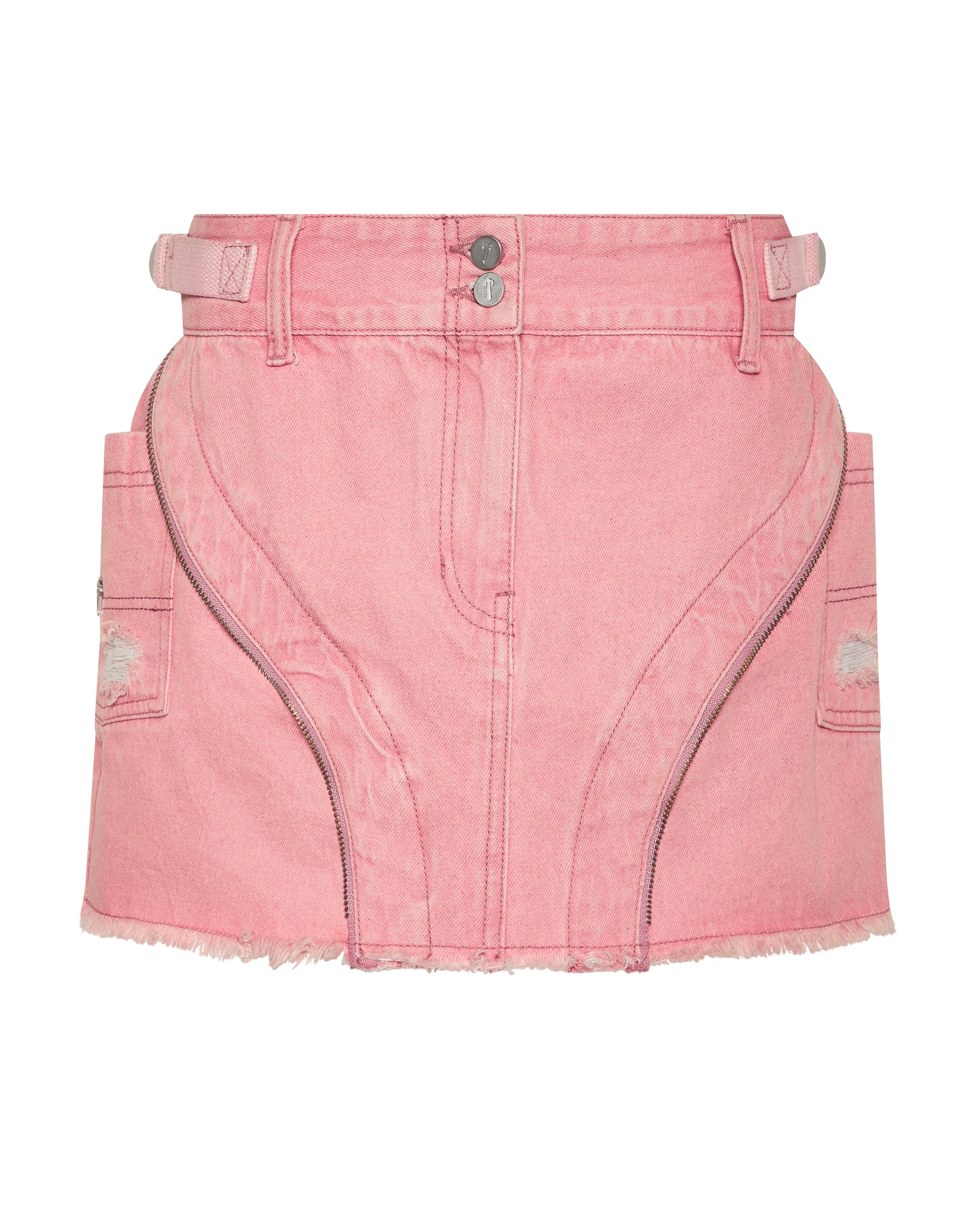 Pink Women's Trapstar Irongate T Denim Zip Detail Mini Skirts, Trapstar London | 8021XLNDV