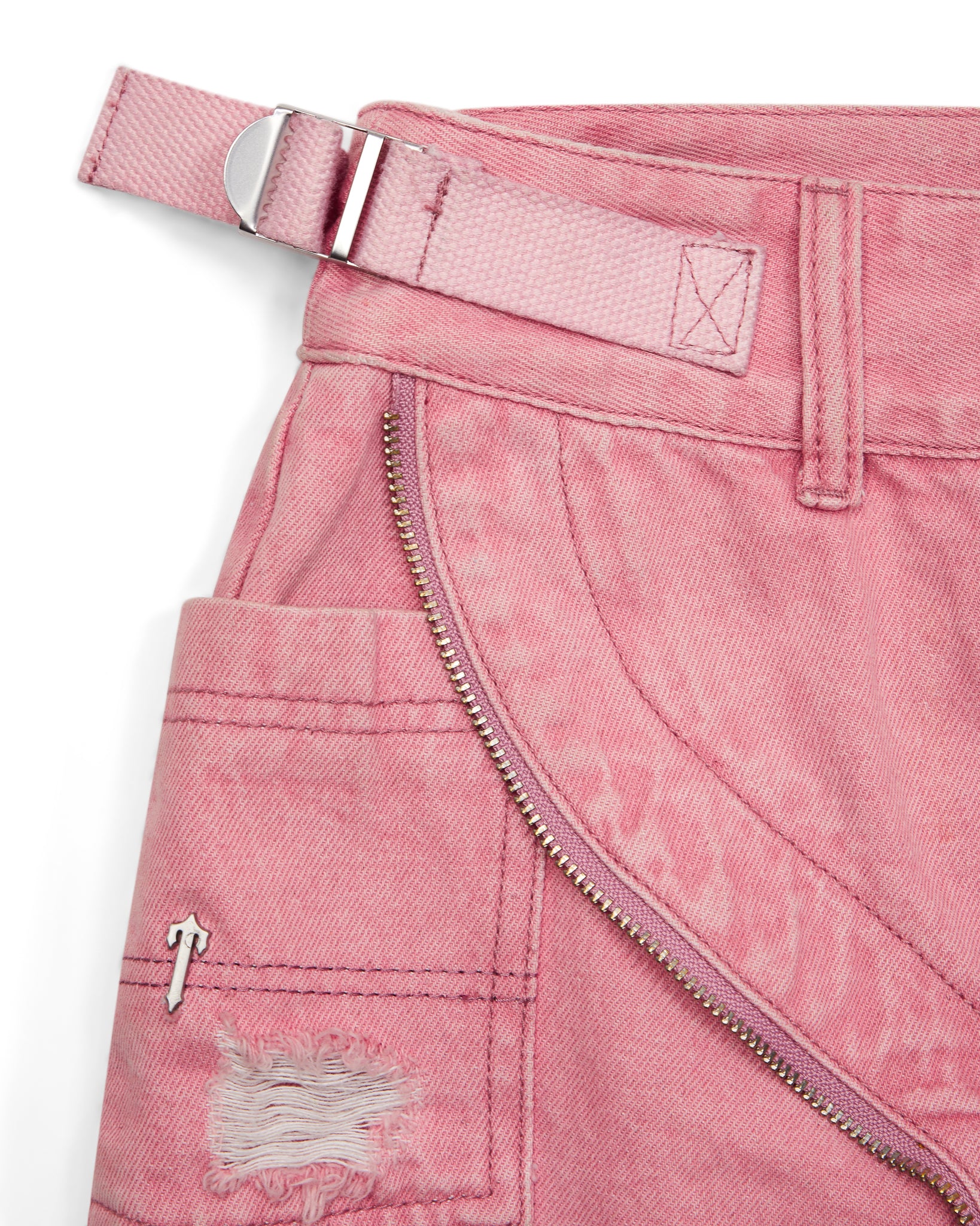 Pink Women's Trapstar Irongate T Denim Zip Detail Mini Skirts, Trapstar London | 8021XLNDV