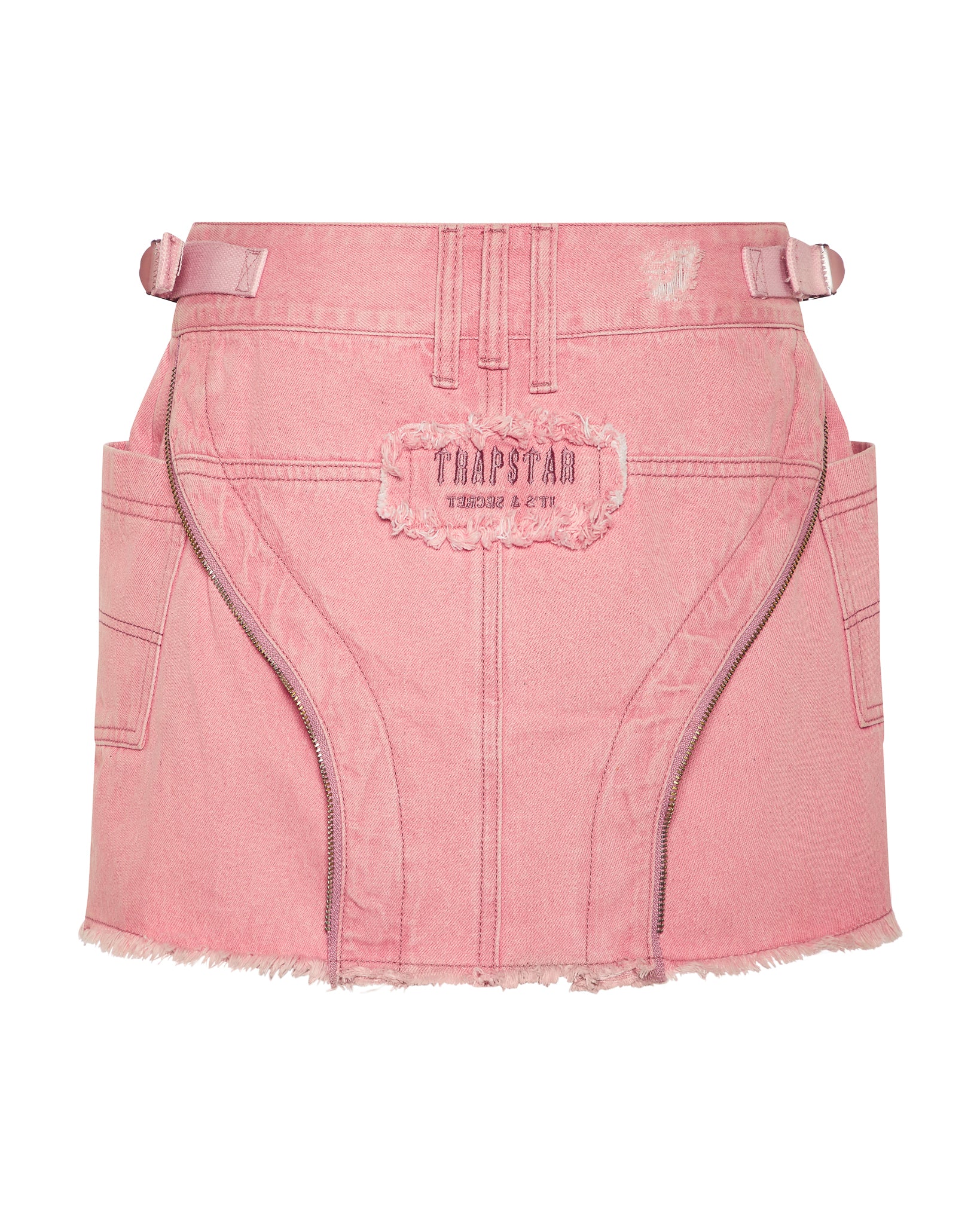 Pink Women\'s Trapstar Irongate T Denim Zip Detail Mini Skirts, Trapstar London | 8021XLNDV