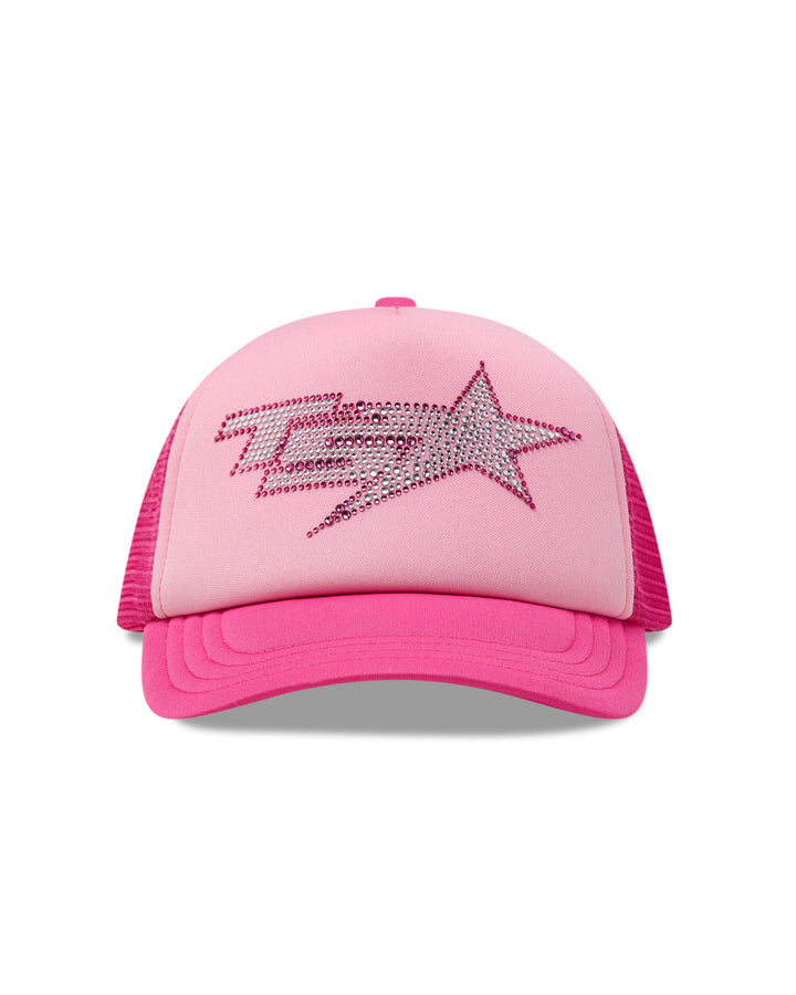 Pink Women\'s Trapstar TS Star Diamante Trucker Caps, Trapstar London | 2186RKAOS