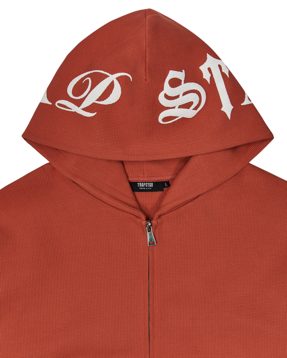 Red Men's Trapstar Script Waffle Hoodies, Trapstar London | 0193LZHEK