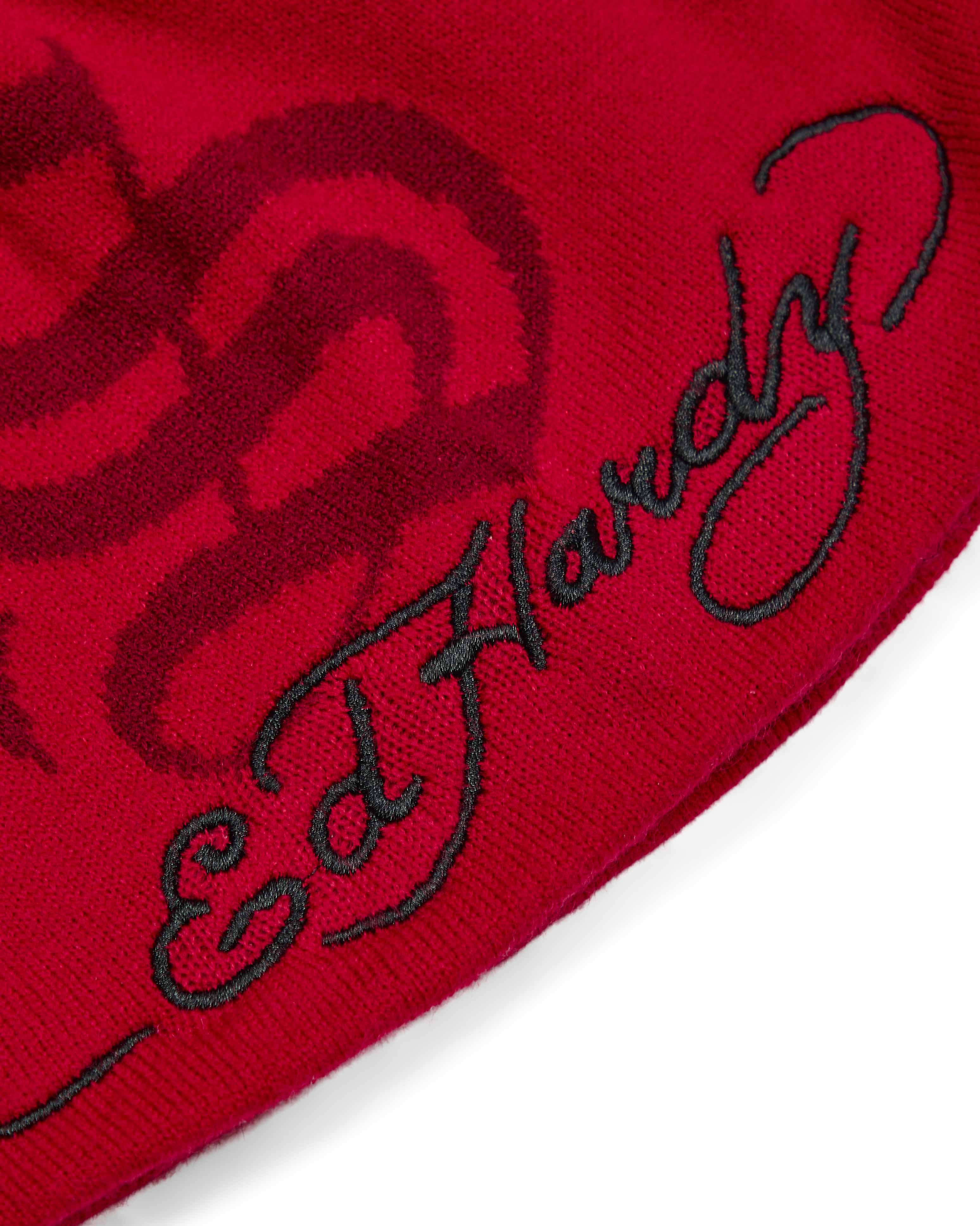 Red Men's Trapstar x Ed Hardy Beanie, Trapstar London | 5419STYIA