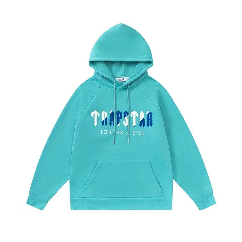 Turquoise Men\'s Trapstar Blue Logo Hoodies, Trapstar London | 3972DVZXG