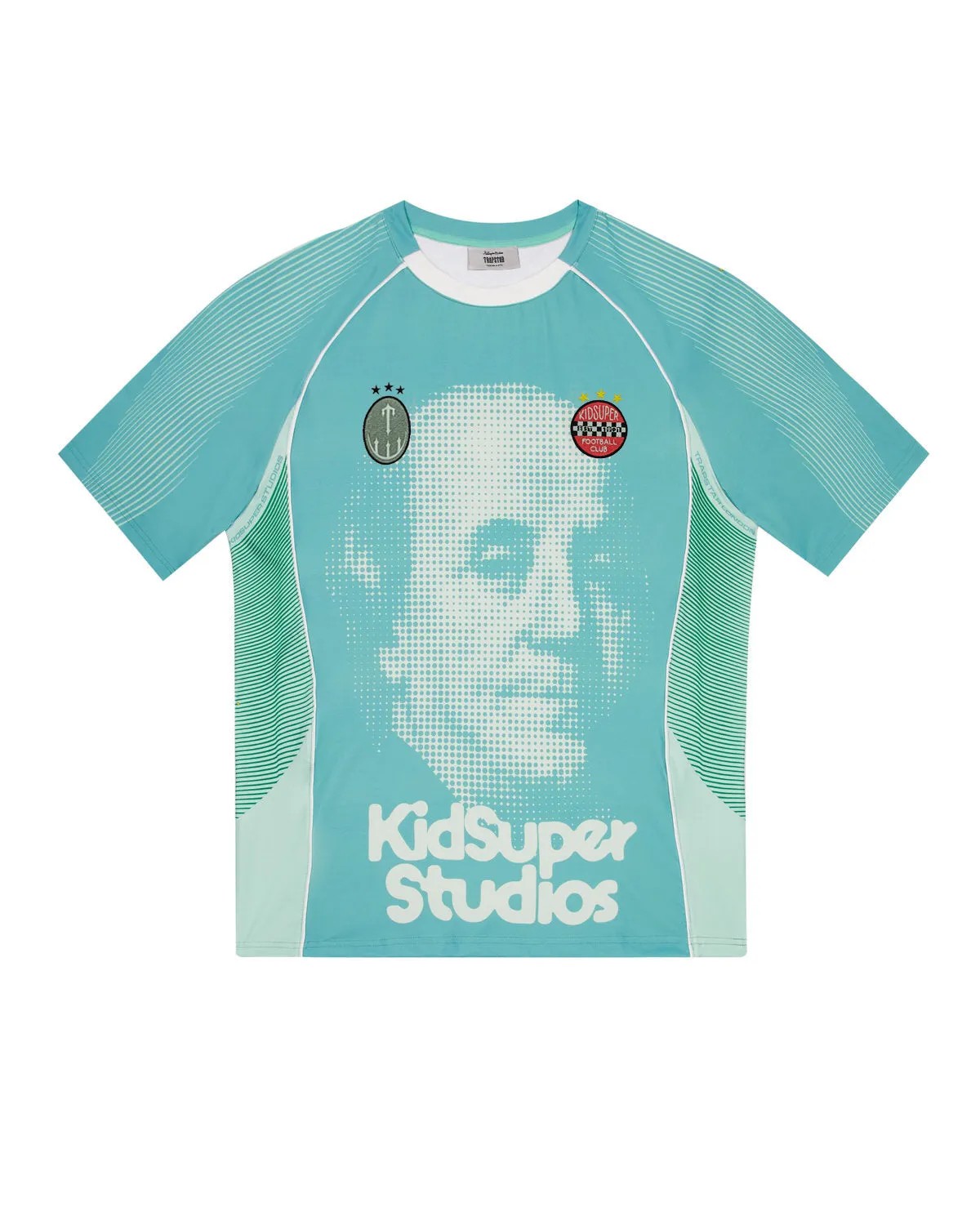 Turquoise Men\'s Trapstar X Kidsuper Football Jersey, Trapstar London | 0863MSYEJ