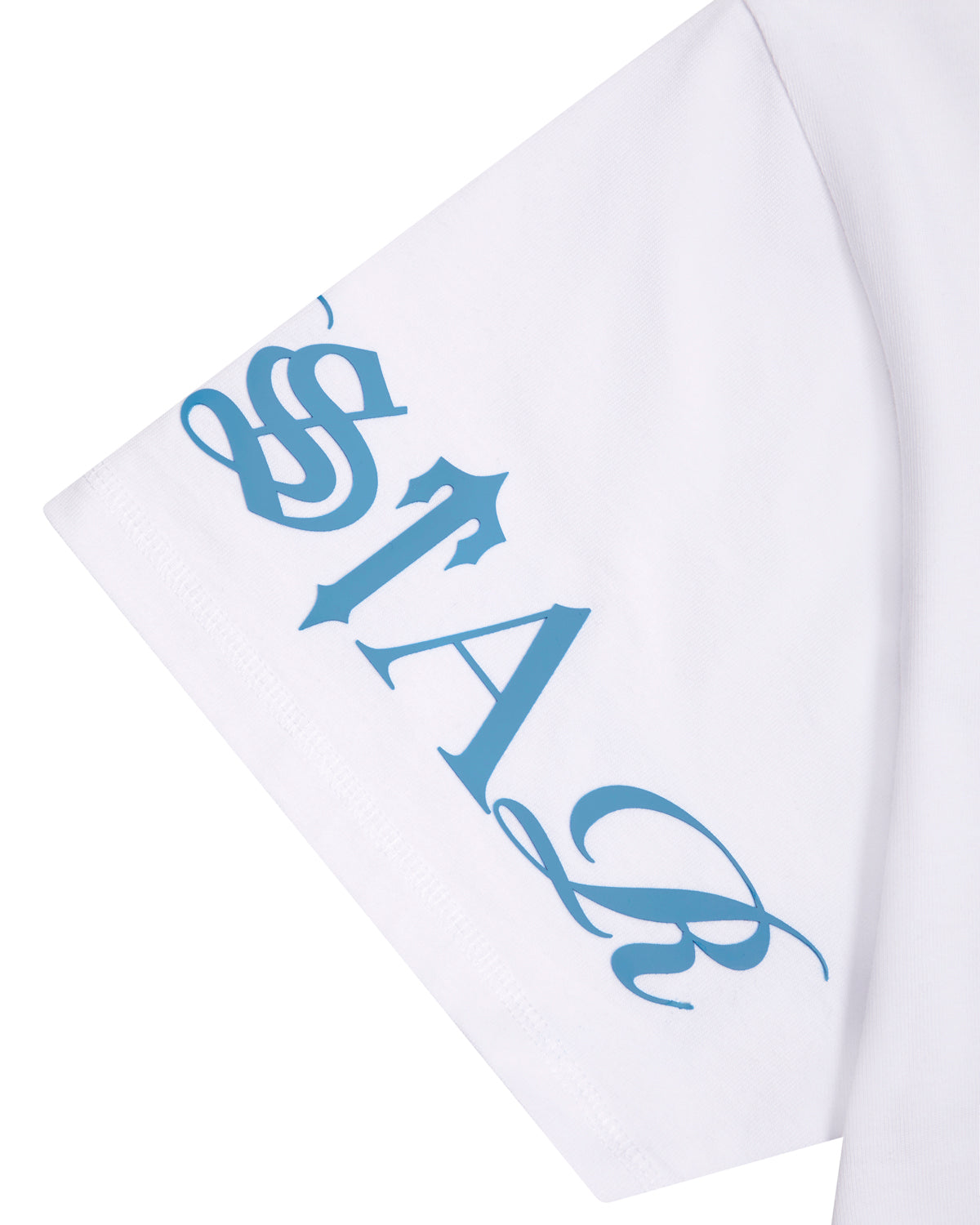 White / Blue Men's Trapstar Script T-shirts, Trapstar London | 7053IDJWA